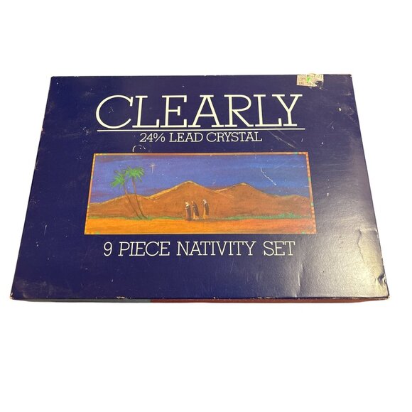 9-Piece 24% Lead Crystal Nativity Set By Clearly - Picture 1 of 14
